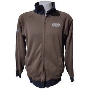 Greedy Motorcycles Jacket  Men's Large Embroidered‎ Logo Pockets Motocross Brown